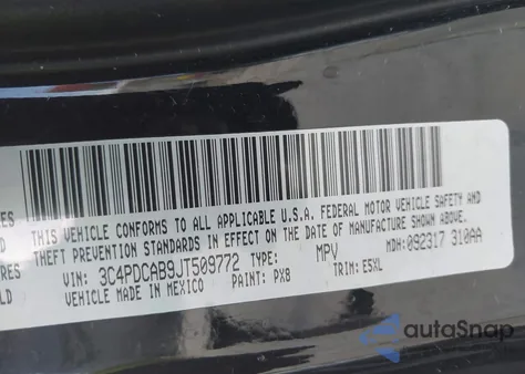 2018 Dodge Journey Se from USA, damaged, VIN 3C4PDCAB9JT509772